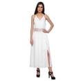 thumbnail image 3 of Moomaya WoMen's Spaghetti Strap Side Slit Dress Plus Size Solid Clothing, 3 of 6