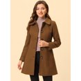 thumbnail image 2 of INSPIRE CHIC Manteau Long Trench Élégant d'Hiver pour Femme à Col à Revers Brun P, 2 of 5