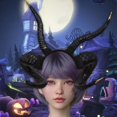 thumbnail image 3 of Devil Sheep Headband Punk for Costume Party Stage Performance Halloween Black, 3 of 8