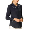 thumbnail image 2 of INSPIRE CHIC Women's Sweet Ruffle Peter Pan Collar Button Up Work Shirts, 2 of 7