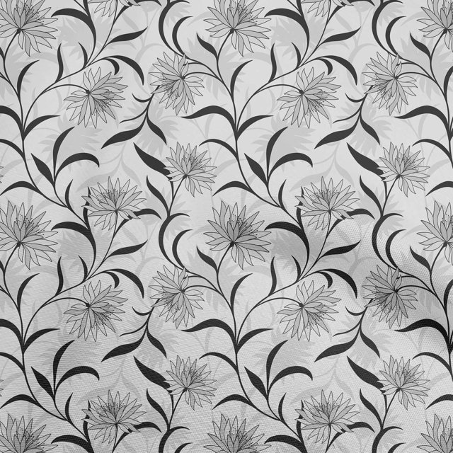 oneOone Viscose Chiffon Gray Fabric Floral Retro Sewing Craft Projects Fabric Prints By Yard 42 Inch Wide
