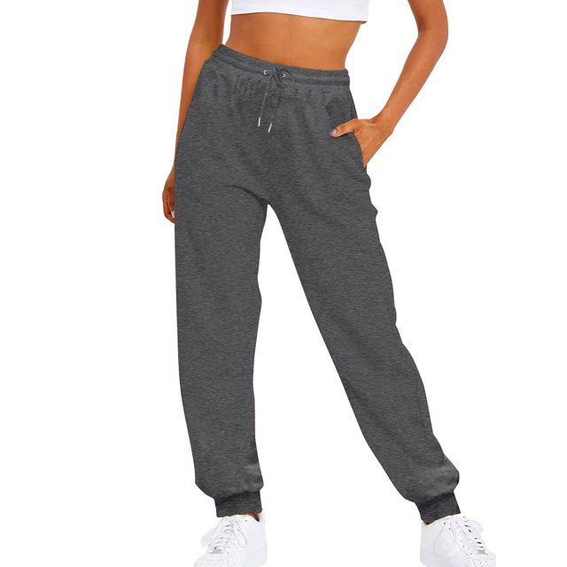 Innerwin Trousers Solid Color Ladies Bottoms Holiday Straight Leg Lounge Sweatpants Dark Gray L