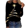 thumbnail image 1 of HKEJIAOI Woman's Long Sleeve Round Neck Christmas Tree Print Sweatshirt Relaxed Merry Christmas, 1 of 3