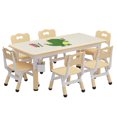 thumbnail image 1 of 2025 New Height Adjustable Kids Table and 6 Chairs Set - Graffiti Desktop, Easy-to-Clean Arts & Crafts Table with Non-Slip Legs, Detachable Storage Box for Daycare, Classroom, and Home, 1 of 8