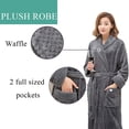 thumbnail image 4 of Artfasion Womens Long Flannel Bathrobe Solid Soft Plush Bath Robe Microfiber Fleece Full Length Sleepwear, 4 of 6