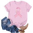 thumbnail image 3 of UANWENN T-Shirts Décontractés pour Femmes avec Imprimé Ruban de Sensibilisation au Cancer, Manches Courtes, Col Rond, Style de Base pour le Quotidien, Hauts pour Femmes à Manches Courtes, Chandail Léger Décontracté pour Femmes, Haltérophilie, Long, 3 of 4