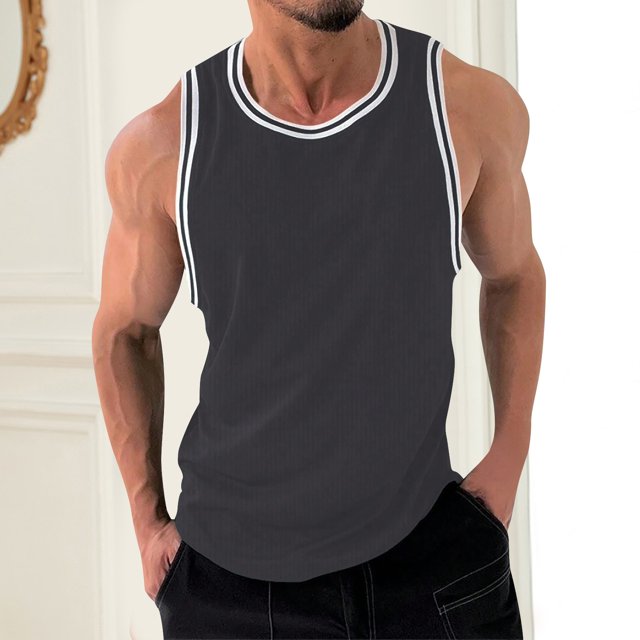 Styesk Débardeurs Hommes Mode Col Rond Couleur Unie Maille Séchage Sans Manches