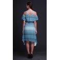 thumbnail image 3 of Bimba Robe Tunique Midi à Épaules Dénudées Imprimé Teinture sur Nœuds Bleu pour Femmes - TP, 3 of 6