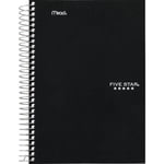 Five Star® 9" x 6" Cahier, 5 Sujet 300 page, noir