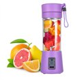 thumbnail image 1 of Multi-functional Juicer Cup USB Rechargeable Juice Blender Portable Fruit Mixer Squeezer with 2 Sharp Blades, Suitable for Kitchen, Camping and Travel, 380mL, Purple, 1 of 7