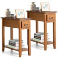 thumbnail image 1 of Gymax Set of 2 End Table Bedside Sofa End Table Narrow Nightstand, 1 of 10
