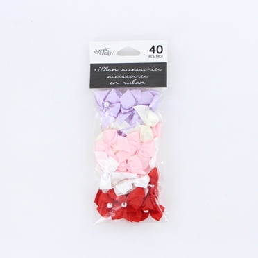 UNIQUE CREATIV, Loop Bow, Accessories, 100% polyester, 40 pièces, assorti, 2.5 cm (1 po) × 2 cm (0.8 po) (1" × ⅛")