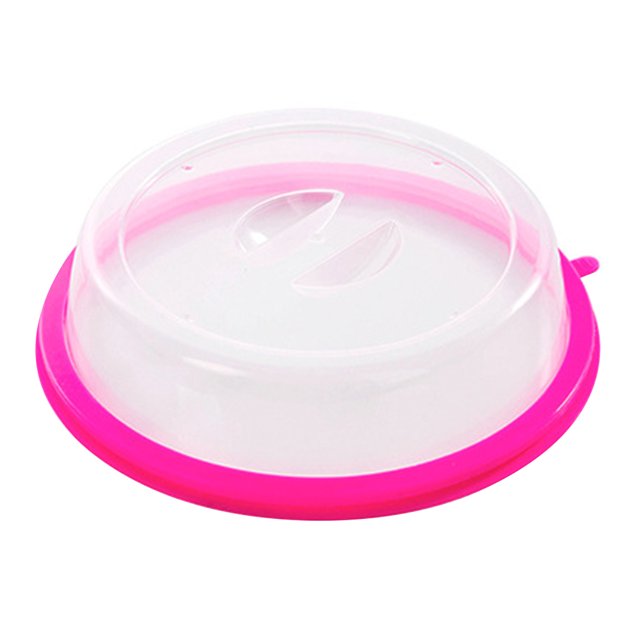 Oven Food Cover Plastic Microwave Bowl Oven Splatter Cover Splatter Lid Heat-resistant Heating Protector, Pink