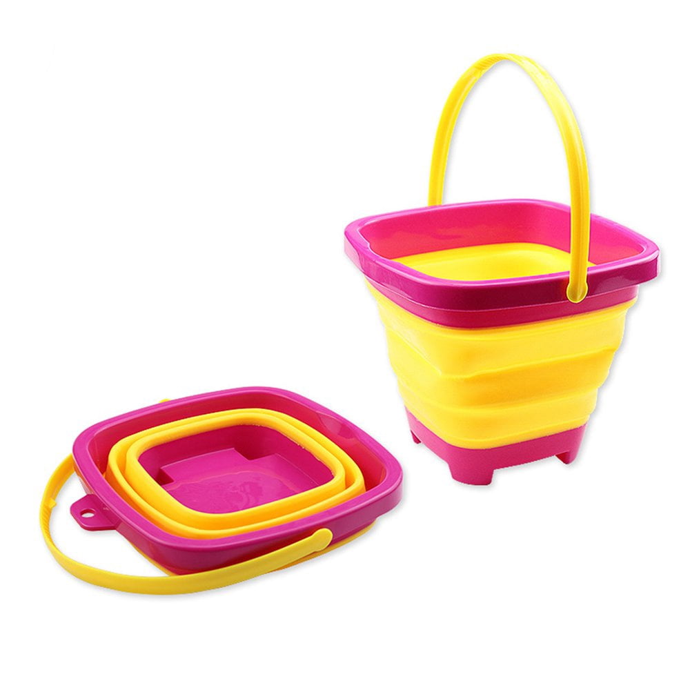 Ensemble de Jeux de Plage pour Enfants, Comprenant 1 Seau à Sable Pliable, Une Pelle, Un râteau, 3 moules à Sable et Un Sac de Rangement en Maille – Jouets pour Enfants