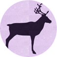 thumbnail image 1 of Ahgly Company Tapis de Zone Rond d'Intérieur Lavable à la Machine, Transitionnel, Fleur Violet Violet, 5 Pieds Rond, 1 of 7