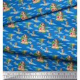 thumbnail image 3 of Soimoi Blue polyester Crepe Fabric Palm Tree & Girl Beach Print Sewing Fabric Yard 52 Inch Wide, 3 of 5