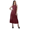 thumbnail image 2 of Moomaya Robe de Vacances pour Femmes en Rayonne, Col Licou, Sans Manches, Fente avant, Robe Imprimée, 2 of 4