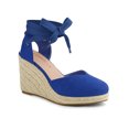 thumbnail image 1 of BLISSFUL STEP Chaussures pour Femmes Sandales Espadrilles à Talon Compensé Haut Bout Rond Bleu Royal 6, 1 of 7