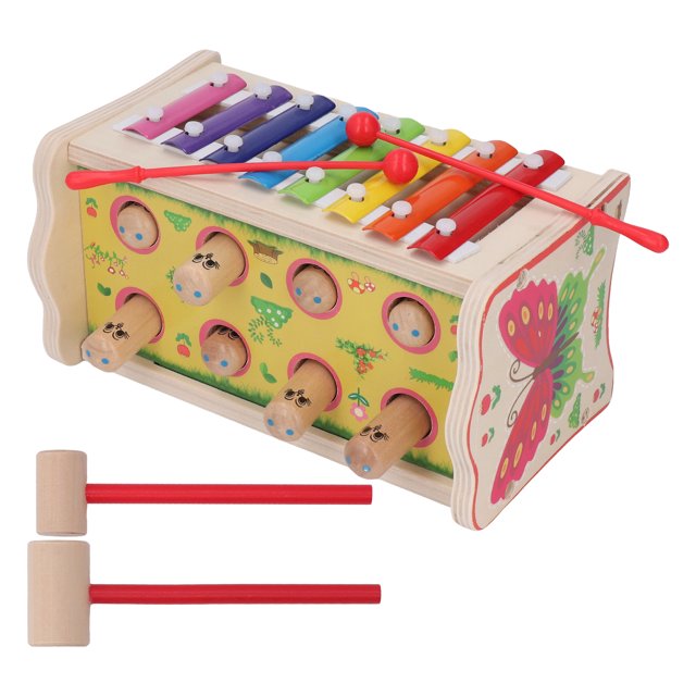 Baby Musical Pounding Toy, Early Development Wooden Hammering Pounding Toy 2 In 1 For Toddlers For School