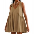 thumbnail image 1 of Ovzne Robes pour Femmes Robe d'Été Mode Femmes Été Décontractée Unie à Col en V Sans Manches Robe Courte Robe pour Femmes Liquidation, 1 of 6
