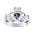 thumbnail image 1 of RYLOS Rings Sterling Silver Claddah Love, Loyalty & Friendship Heart 6MM Gem Irish Wedding Band Claddagh Rings June Alexandrite Jewelry Size 13, 1 of 6