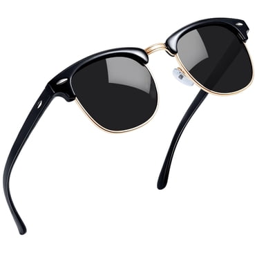 Joopin Vintage Semi Rimless Sunglasses Half Frame Sun Glasses Polarized UV Protection Shades for Women Men(Black)