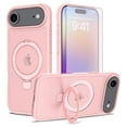 thumbnail image 1 of Asuwish Phone Case for iPhone 17 Air 6.5 inch Tempered Glass Screen Protector Magnetic Folding Stand Frosted Translucent Rugged Shockproof Protective Cell Cover i Phone17 i17 17Air Women Men Pink, 1 of 6