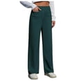 thumbnail image 1 of Women's Work Pants - High Elastic Waisted Trousers - Straight Wide Leg Button Down Casual Pants, 1 of 5