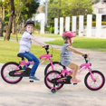 thumbnail image 4 of Costway Vélo pour Enfants de 18 Pouces avec Éclairage DEL, Siège Ajustable, Frein à Rétropédalage, Roues Stabilisatrices, Rose, Breveté, 4 of 10