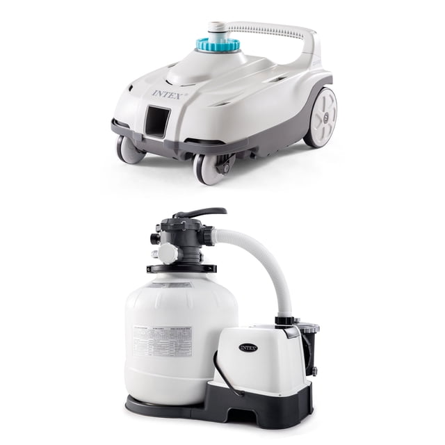 Intex Auto Pool Cleaner w/Krystal Clear Saltwater System & Sand Filter Pump