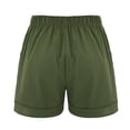 thumbnail image 4 of Linen Shorts for Women High Waisted Cotton Shorts Wide Leg Drawstring Pants Elastic Holiday Beach Short with Pockets, 4 of 5