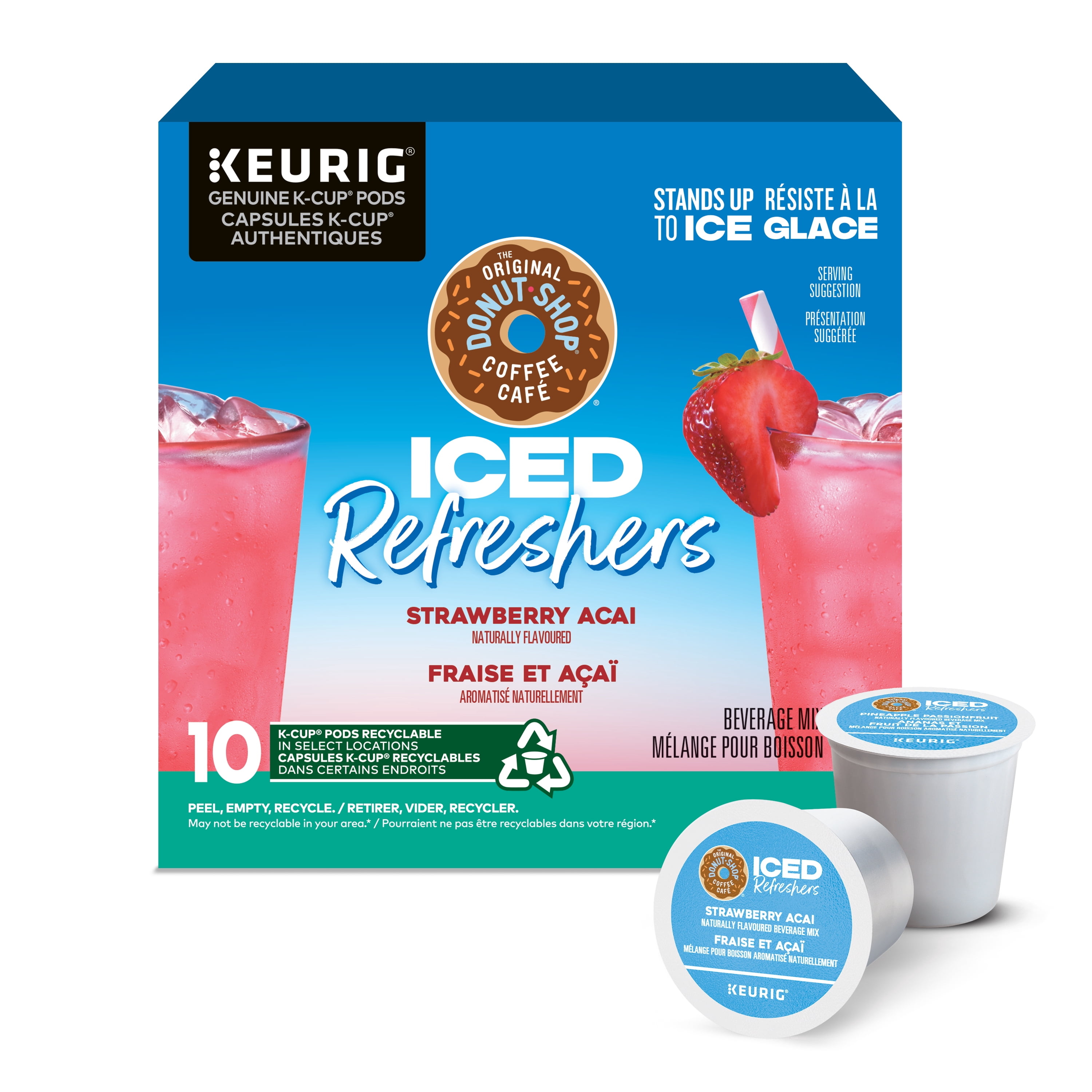 The Original Donut Shop, Iced Refreshers Strawberry Acai, K-Cup Pods, 10 Pods