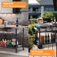 thumbnail image 2 of Chariot pour Gril, Support de Four à Pizza, Station de Préparation de bbq Extérieure avec Rangement, Roue, Dessus de Table en Acier Inoxydable Argenté, 2 of 7