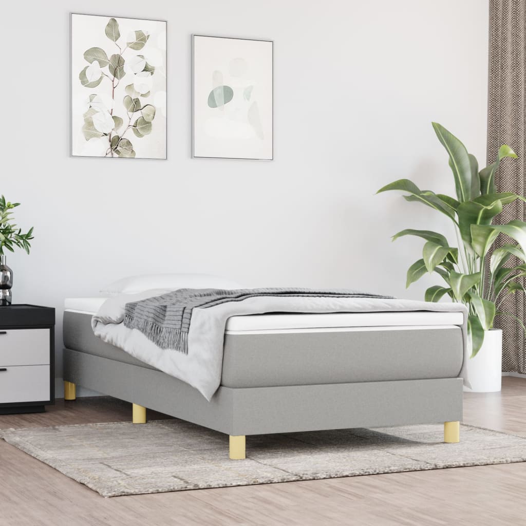 vidaXL Cadre de Lit Gris Clair 100x203 cm Grand Lit Simple Tissu