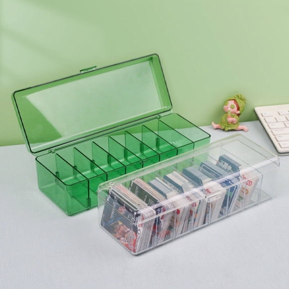 pstuiky Photo Card Storage Box Transparent Acrylic 7 Dividers Holds 700+ Cards Idol Collection Keepsake