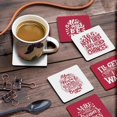 thumbnail image 3 of Inkdotpot Set of 6 Drink Coasters DecorativeNon,SlipCork Base4-inch Square PrintedCoastersEasy Clean- Quotes, 3 of 8