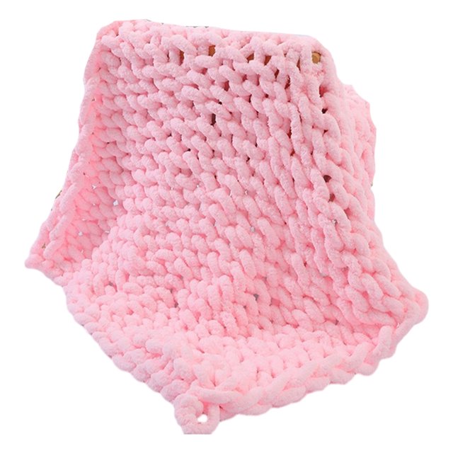 Xingzhi Hand-Knitted Chunky Knit Blanket Comfort And Style Wide Application Easy To Maintain Polyester light pink