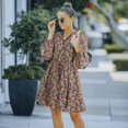thumbnail image 3 of Women's Long Sleeve Short Dress Button Down Floral Print Fall Dresses, 3 of 7