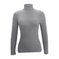 thumbnail image 4 of Dagegui Chandails à Col Roulé pour Femmes, Tricot Côtelé, Manches Longues, Chandail Extensible Ajusté, Hauts d'Automne Gris, P, 4 of 5