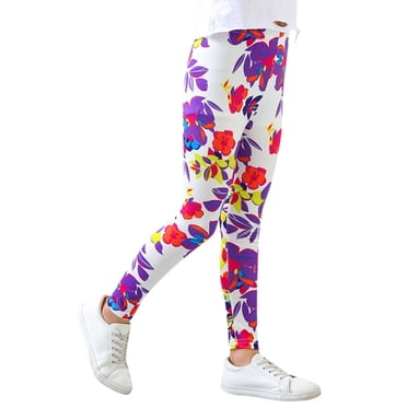 YOUSNH Kids Girls Ankle Length Leggings Printing Flower Classic Stretch Pants Girls Pants Yellow_001 6-7 Years