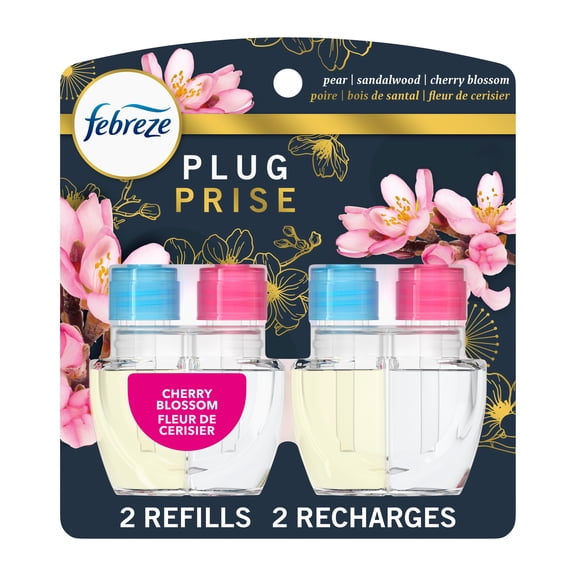 Assainisseur d’air à brancher Febreze, recharge d’huile parfumée qui combat les odeurs, parfum Fleur de cerisier