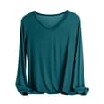 thumbnail image 1 of MeetoTime Women's Long Sleeve Shirts Soft Lightweight Undershirts V-Neck Slim Tees Basic Layer Pullover Tops, 1 of 5