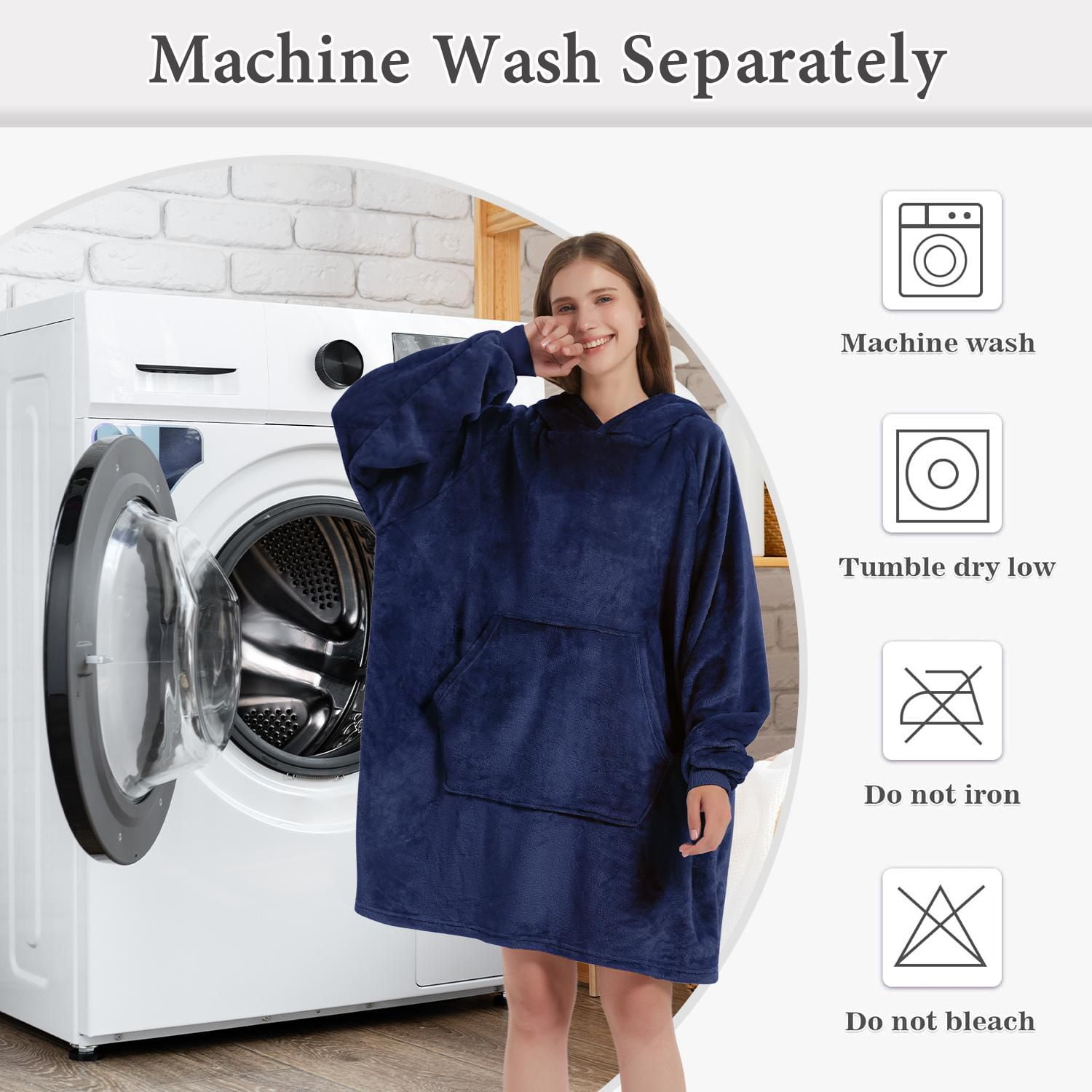 Sweat à capuche portable Marina Decoration avec manches et poche géante, couverture à capuchon surdimensionnée en peluche confortable pour adultes