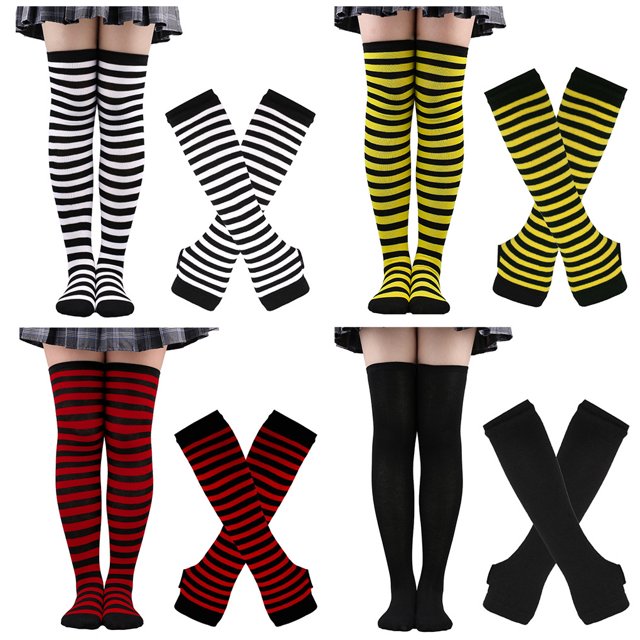 Becaristey Over Knee Socks Easy To Wear Highly Elastic And Durable Soft And Breathable Comfortable To Wear Polyester Easy To Match Black 1Set