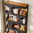 thumbnail image 5 of 4-Tier Tall Bookcase, 71" S-Shaped Bookshelf, Wood Decorative Storage Shelving, 5 of 5