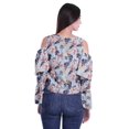 thumbnail image 4 of Moomaya Button Front Cold Shoulder Top Printed  Casual Loose Blouse Short Top, 4 of 4