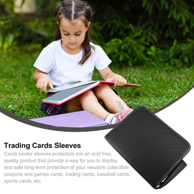 FONDOTIN 1Pc Black Trading Cards Sleeves Organizer Binder Album with Super Sturdy Transparent Protector Pages