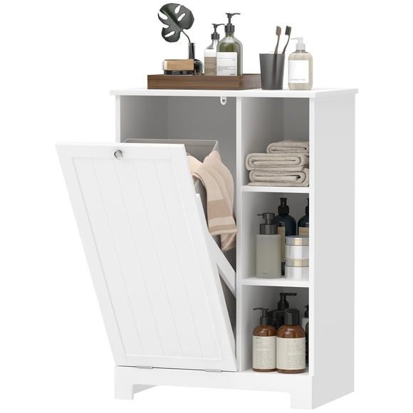 HOMCOM Armoire à Lessive avec Panier Amovible, Panier à Linge Basculant