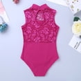 thumbnail image 4 of Aiihoo Justaucorps de Ballet pour Filles, Costumes de Gymnastique, Tenue de Danse Ballerine, Combinaison Sans Manches en Maille, Rose Rouge, TG, 4 of 7