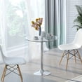thumbnail image 2 of HOMCOM Round Dining Table, Modern Kitchen Table with Tempered Glass Top, Silver, 2 of 10